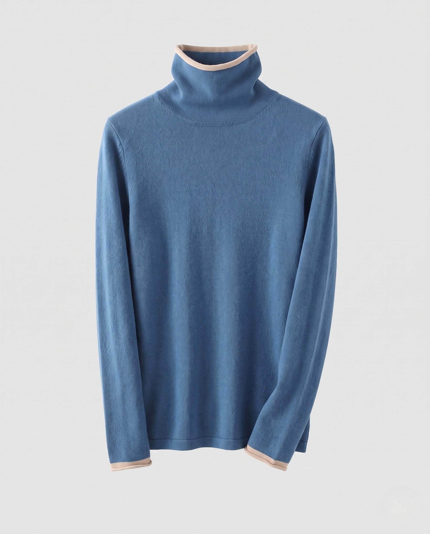 Women's Cashmere Fine Knit Colorblock Turtleneck Sweater — View 5
