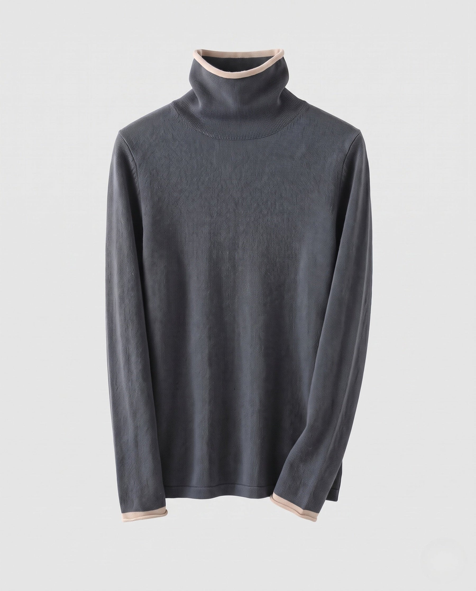 Women's Cashmere Fine Knit Colorblock Turtleneck Sweater — View 7