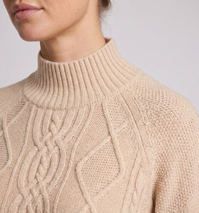 Women's Cable Knit Ribbed Chunky Knit Turtleneck Sweater — View 3