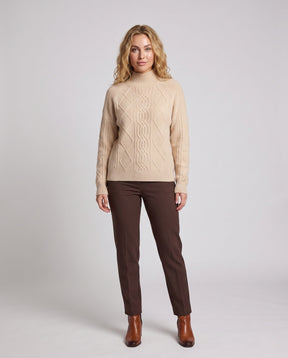 Women's Cable Knit Ribbed Chunky Knit Turtleneck Sweater — View 1