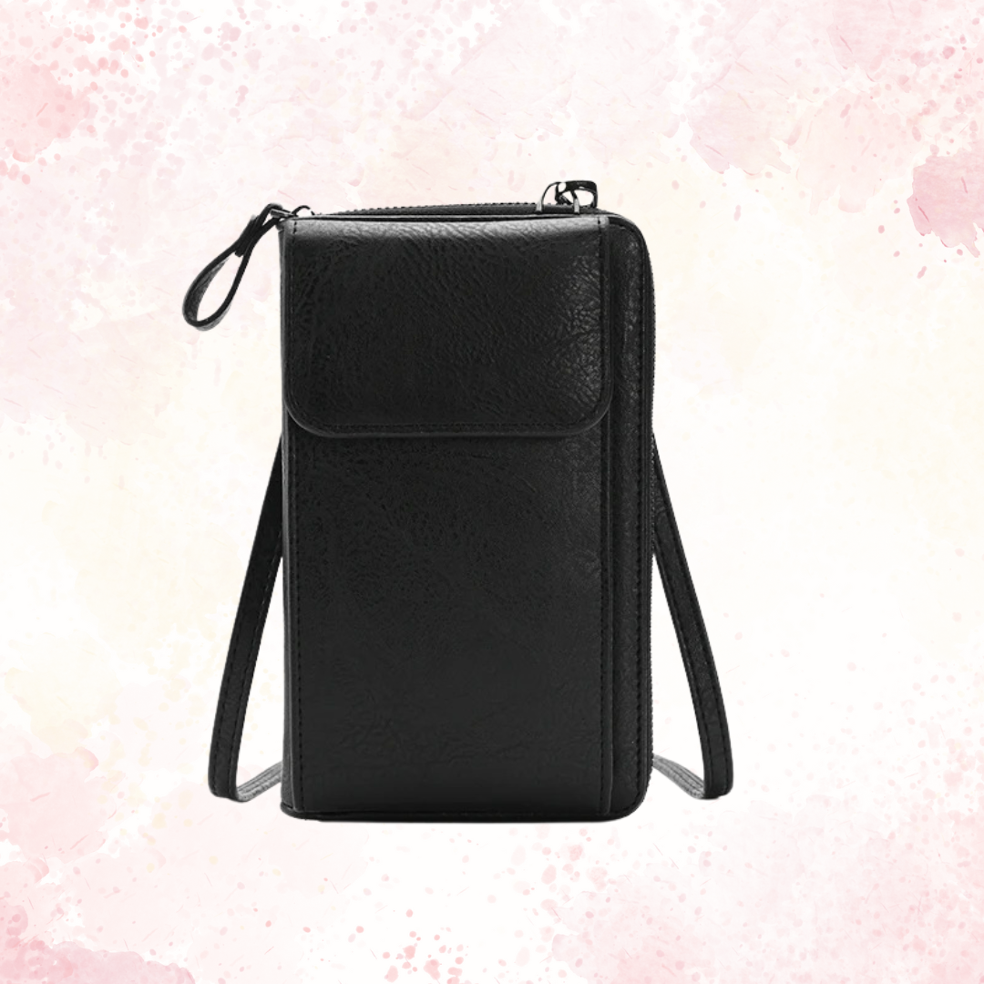 Women's Compact Vertical Crossbody Purse in Black by Juana Fashion