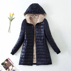 Women's Wool Blend Hooded Midi Parka Coat — View 3