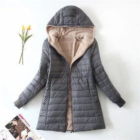 Women's Wool Blend Hooded Midi Parka Coat — View 4