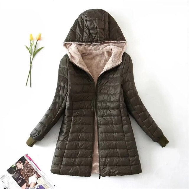 Women's Wool Blend Hooded Midi Parka Coat — View 5