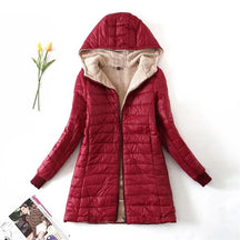 Women's Wool Blend Hooded Midi Parka Coat — View 1