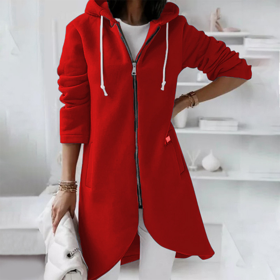 Women's Zip Front Longline Hoodie — View 1
