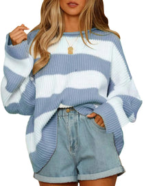 Women's Striped Long Sleeve Turtleneck Sweater — View 5
