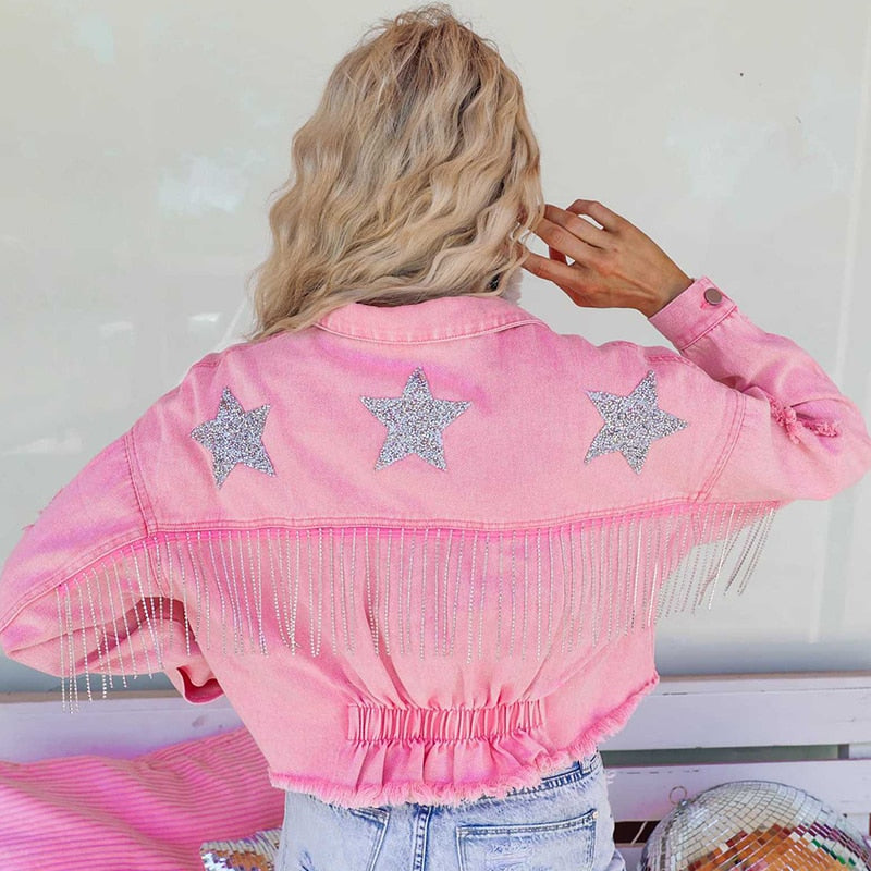 Women's Cropped Lined Denim Jacket — View 1