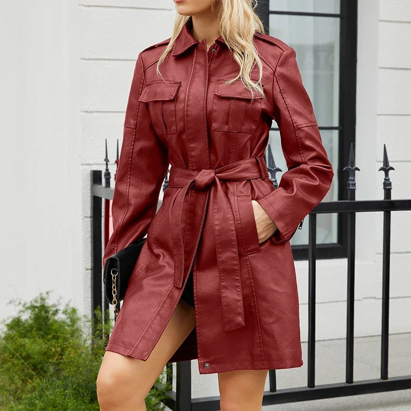Women's Fitted Faux Leather Jacket — View 1