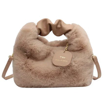 Women's Plush Crescent Shoulder Bag in Khaki by Juana Fashion
