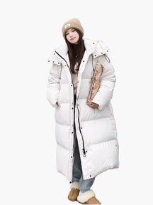 Women's Long Oversized Hooded Quilted Coat | Daniela in Pink - Juana Fashion