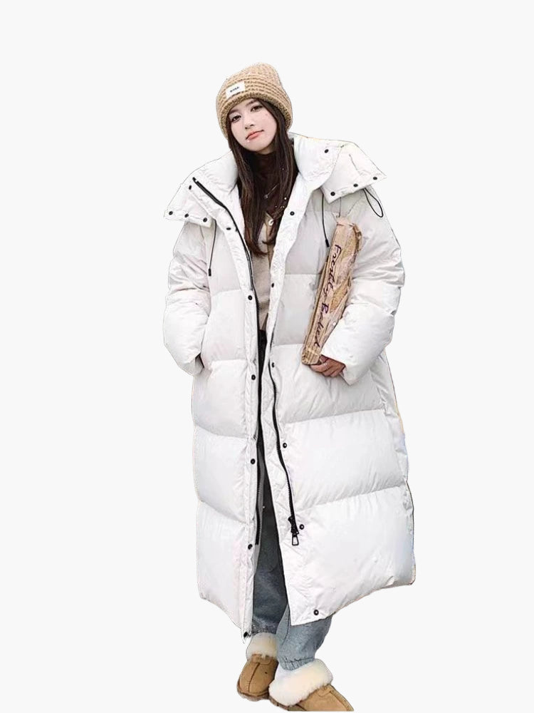 Women's Long Oversized Hooded Quilted Coat | Daniela in Pink - Juana Fashion