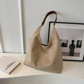 Women's Suede Look Slouchy Tote Bag in Beige by Juana Fashion