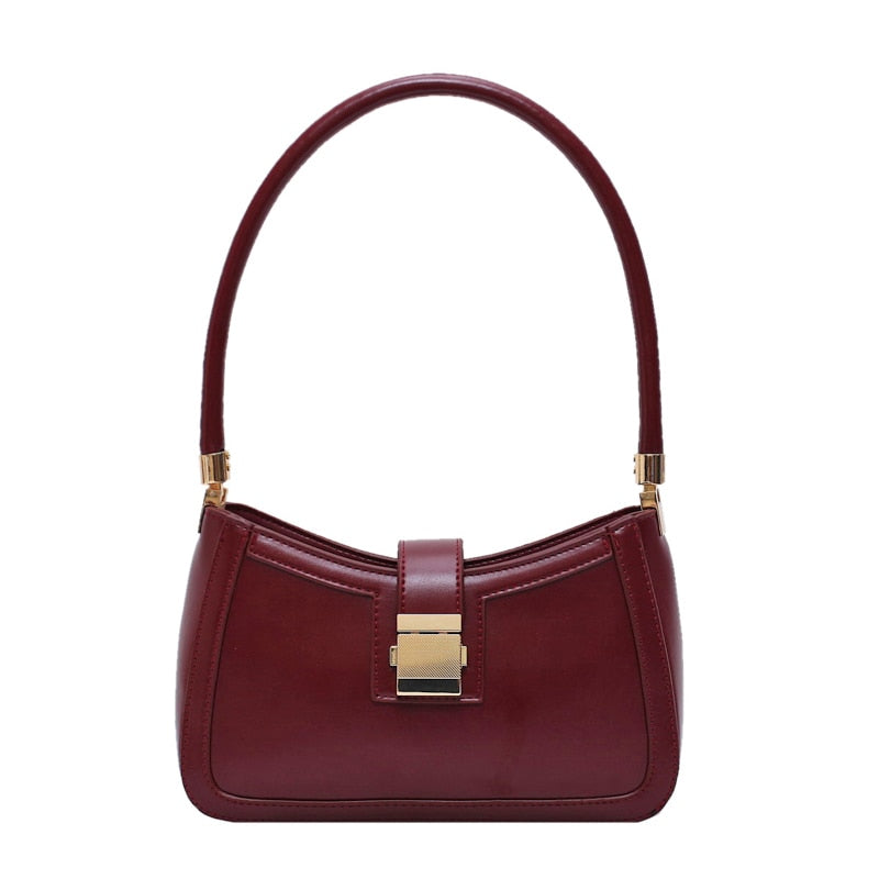 Women's Zip Shoulder Bag with Buckle Detail in Red by Juana Fashion