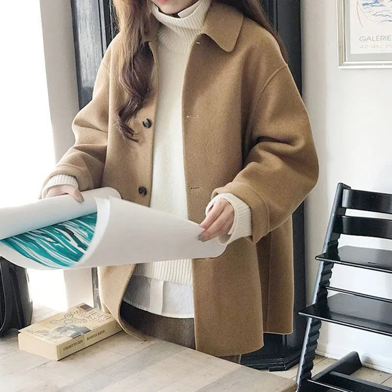 Women's Wool Single Breasted Longline Coat — View 1