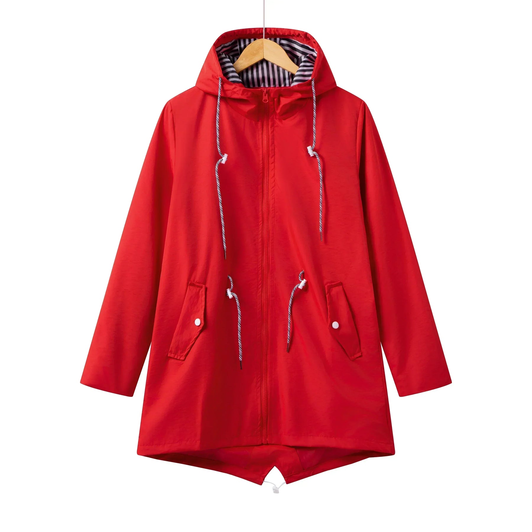 Women's Relaxed Hooded Coat with Adjustable Fit | Claudia in Blue - Juana Fashion