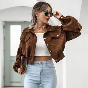 Women's Corduroy Balloon Sleeve Jacket — View 12
