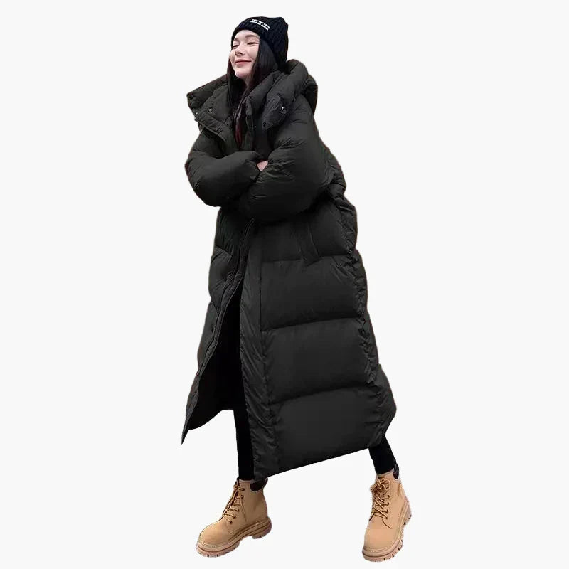 Women's Long Oversized Hooded Quilted Coat | Daniela in Pink - Juana Fashion