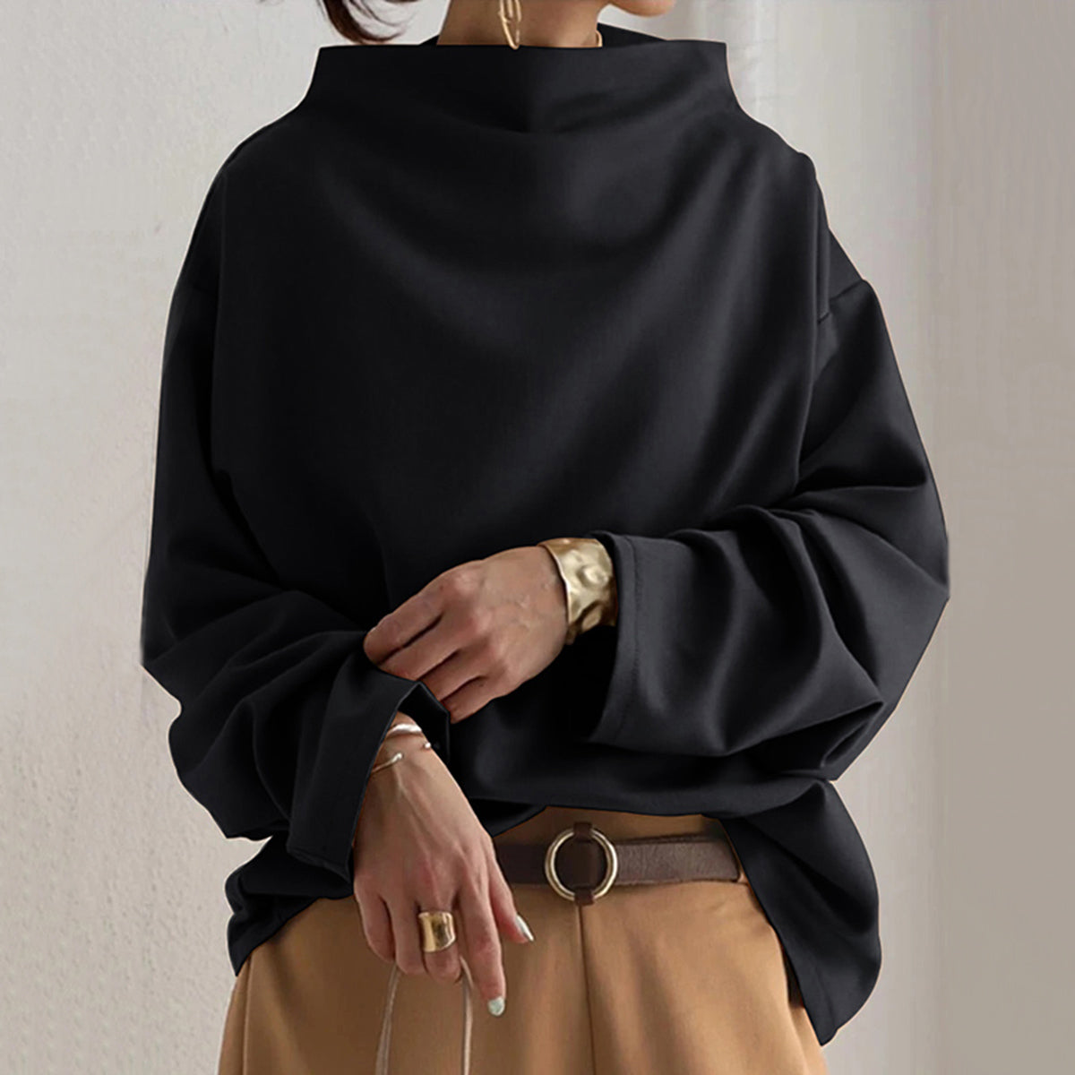 Women's Oversized Turtleneck Sweater — View 5