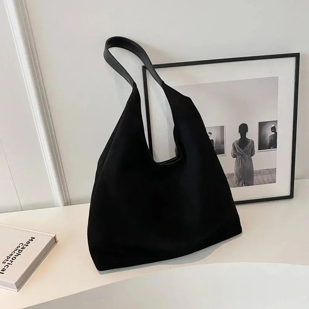 Women's Suede Look Slouchy Tote Bag in Black by Juana Fashion