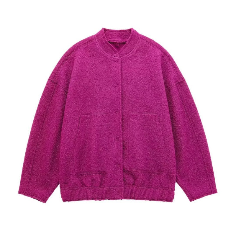 Women's Wool Oversized Button Detail Coat — View 10