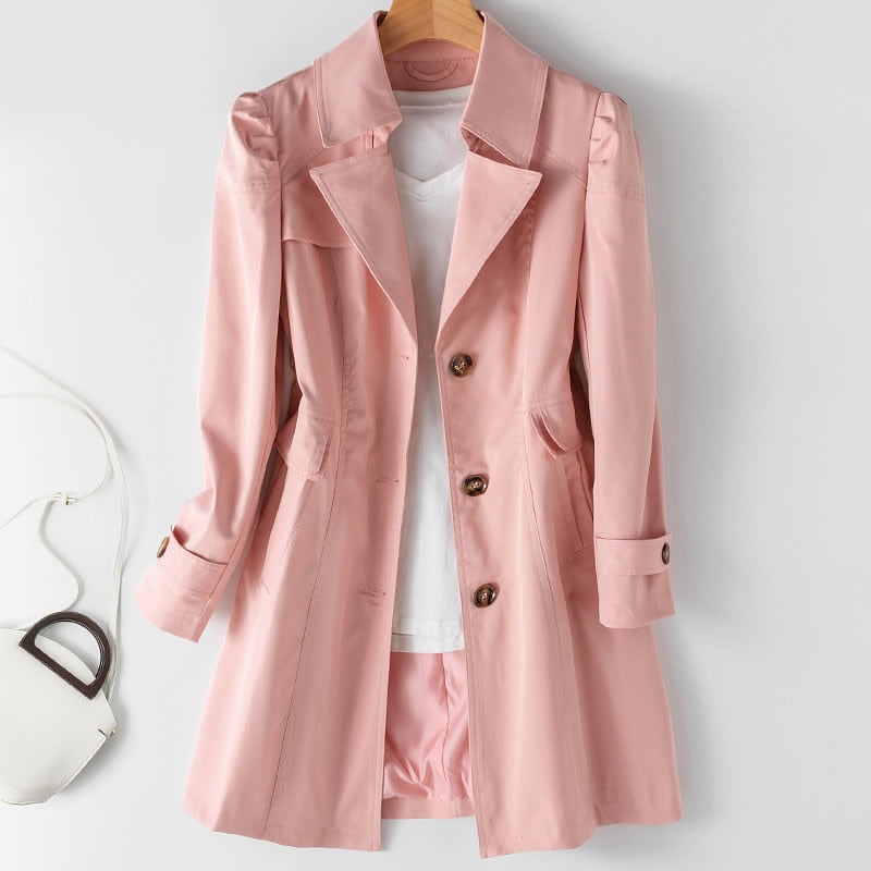 Women's Single Breasted Midi Longline Trench Coat — View 1