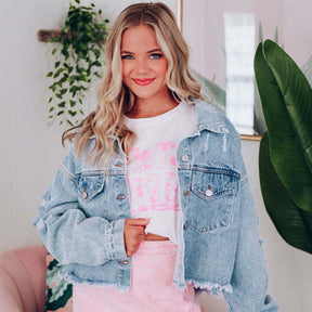 Women's Cropped Lined Denim Jacket — View 6