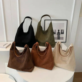 Women's Suede Look Slouchy Tote Bag by Juana Fashion