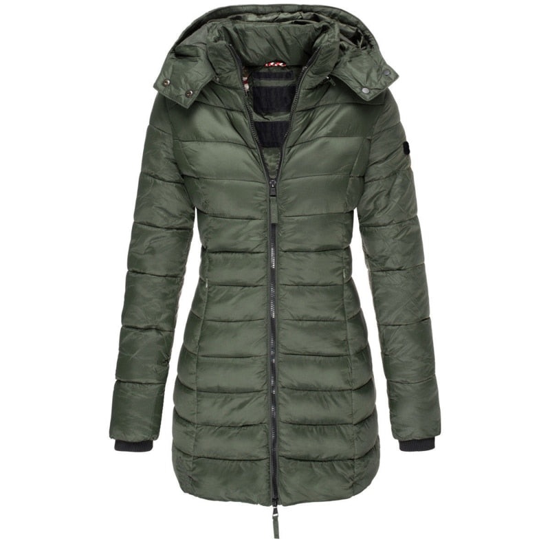 Women's Hooded Longline Puffer Coat — View 6
