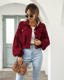 Women's Corduroy Balloon Sleeve Jacket — View 11