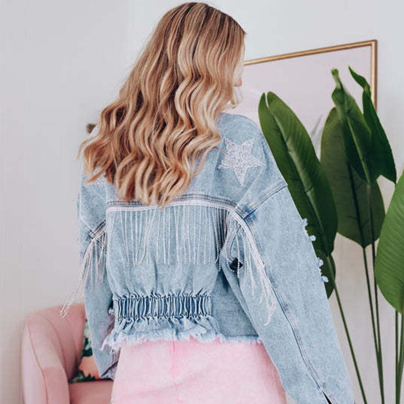 Women's Cropped Lined Denim Jacket — View 2