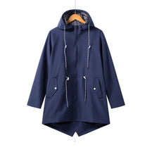Women's Relaxed Hooded Coat with Adjustable Fit | Claudia in Blue - Juana Fashion