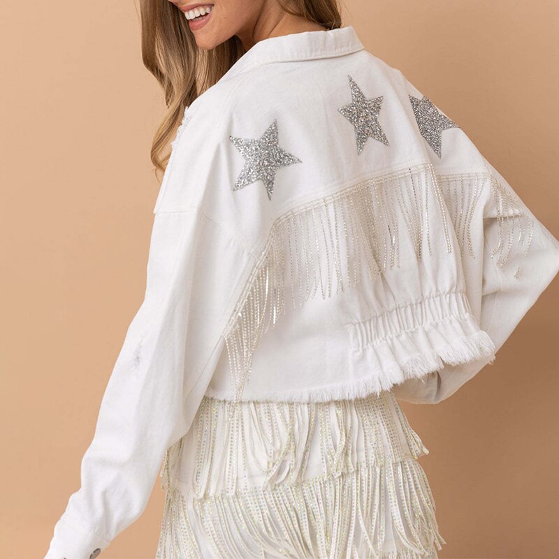 Women's Cropped Lined Denim Jacket — View 3