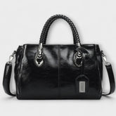 Women's Barrel Satchel with Braided Handles in Black by Juana Fashion