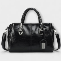 Women's Barrel Satchel with Braided Handles in Black by Juana Fashion