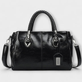 Women's Barrel Satchel with Braided Handles in Black by Juana Fashion