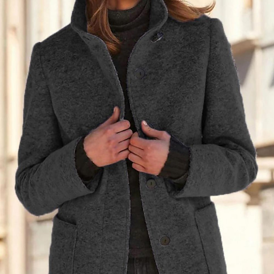 Women's Single Breasted Button Detail Coat — View 2