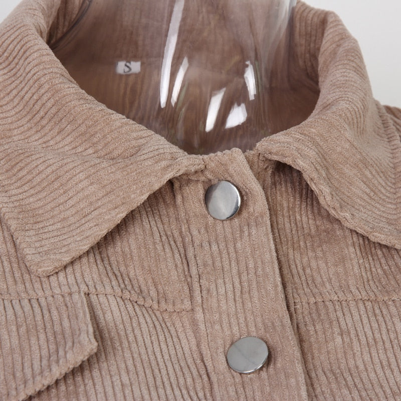 Women's Corduroy Lantern Sleeve Short Jacket — View 7