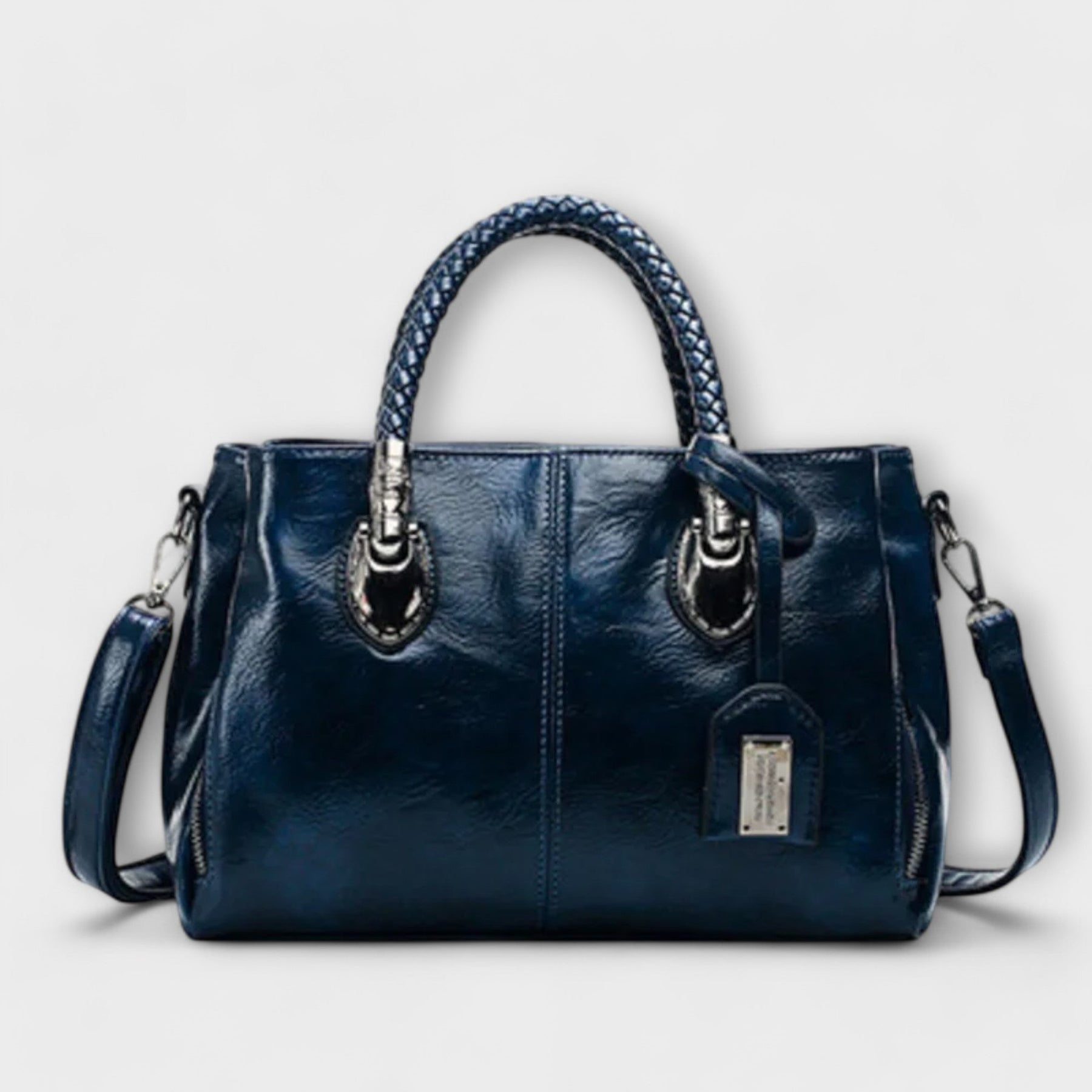 Women's Barrel Satchel with Braided Handles in Blue by Juana Fashion