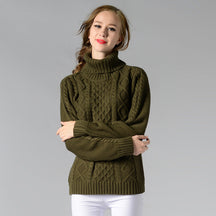 Women's Cable Knit Long Sleeve Turtleneck Sweater — View 22