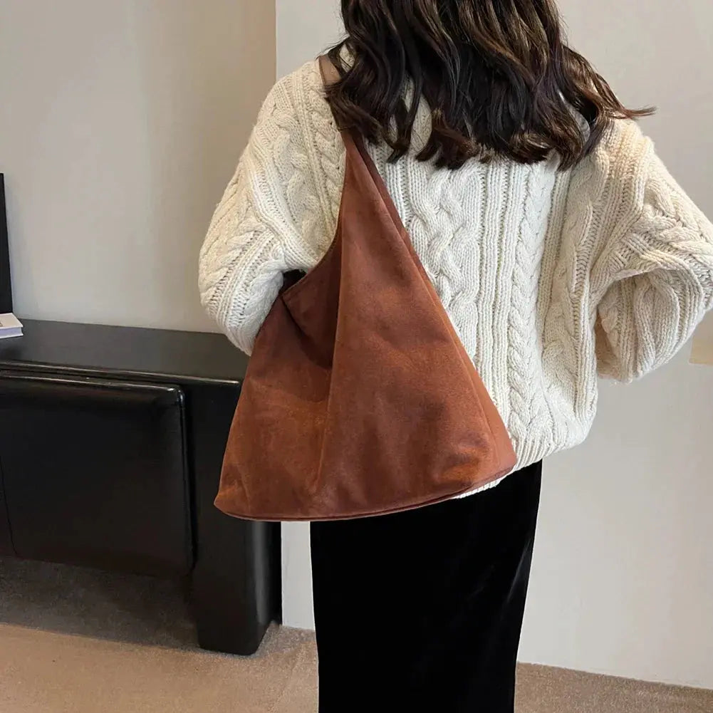 Women's Suede Look Slouchy Tote Bag by Juana Fashion