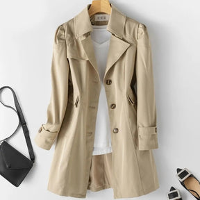 Women's Single Breasted Midi Longline Trench Coat — View 5