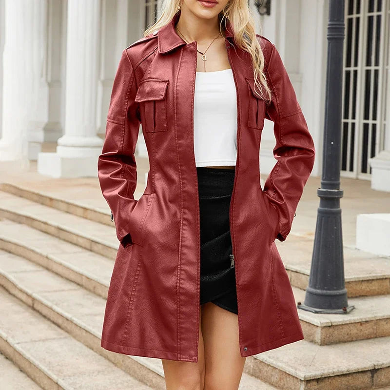 Women's Fitted Faux Leather Jacket — View 4