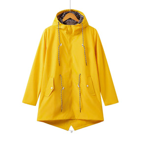 Women's Relaxed Hooded Coat with Adjustable Fit | Claudia in Blue - Juana Fashion