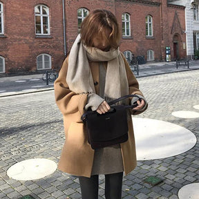 Women's Wool Single Breasted Longline Coat — View 7