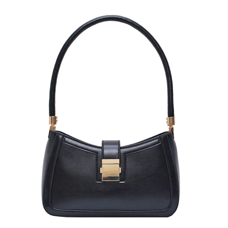 Women's Zip Shoulder Bag with Buckle Detail in Black by Juana Fashion