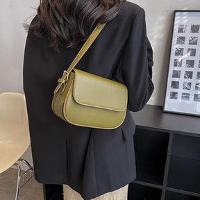 Women's Classic Flap Saddle Bag in Green by Juana Fashion