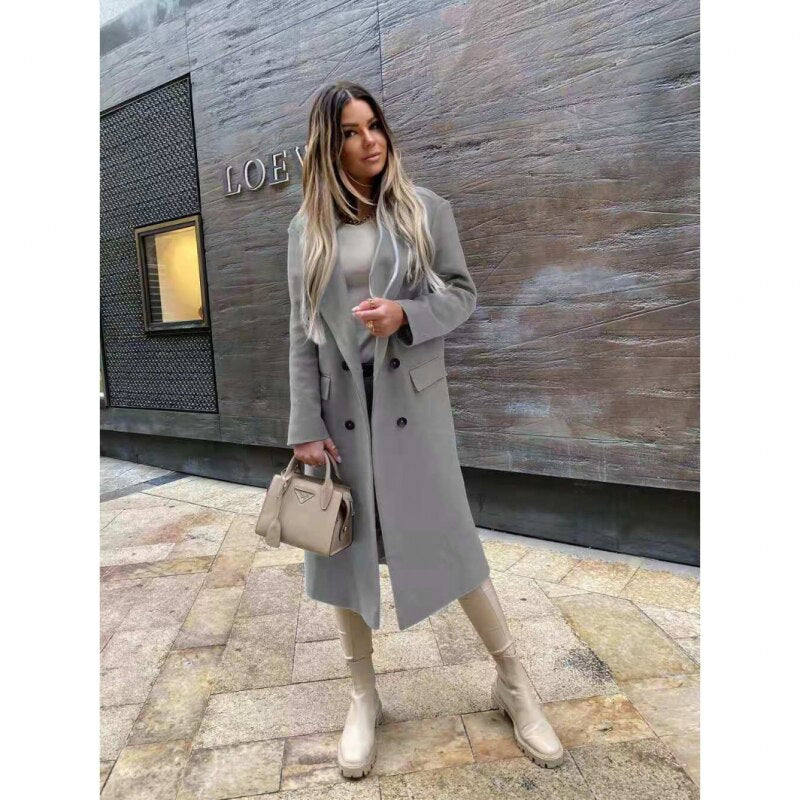 Women's Wool Long Sleeve Coat — View 5