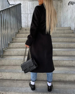 Women's Long Double-Breasted Winter Coat | Helene in Khaki - Juana Fashion