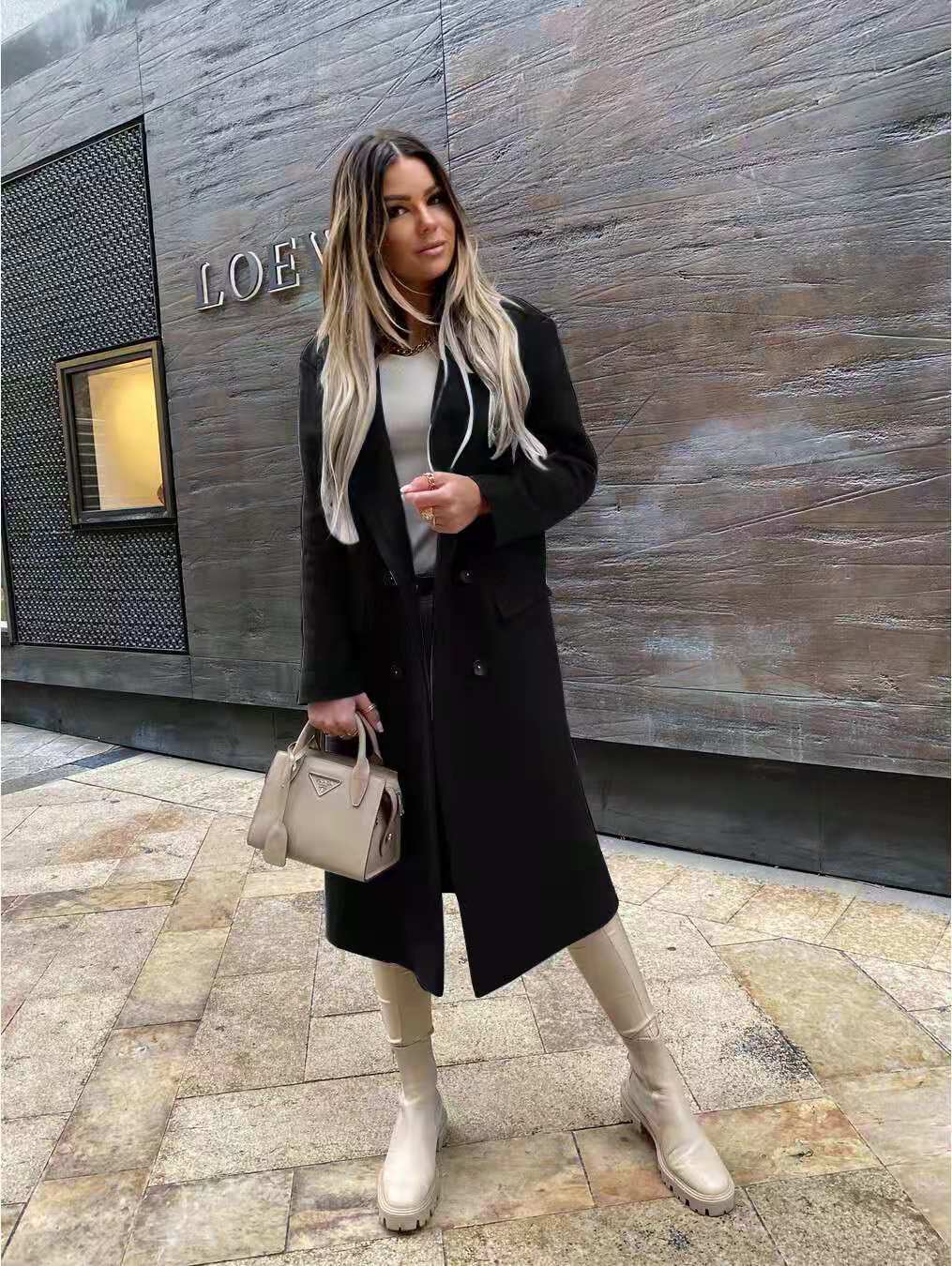Women's Wool Long Sleeve Coat — View 7